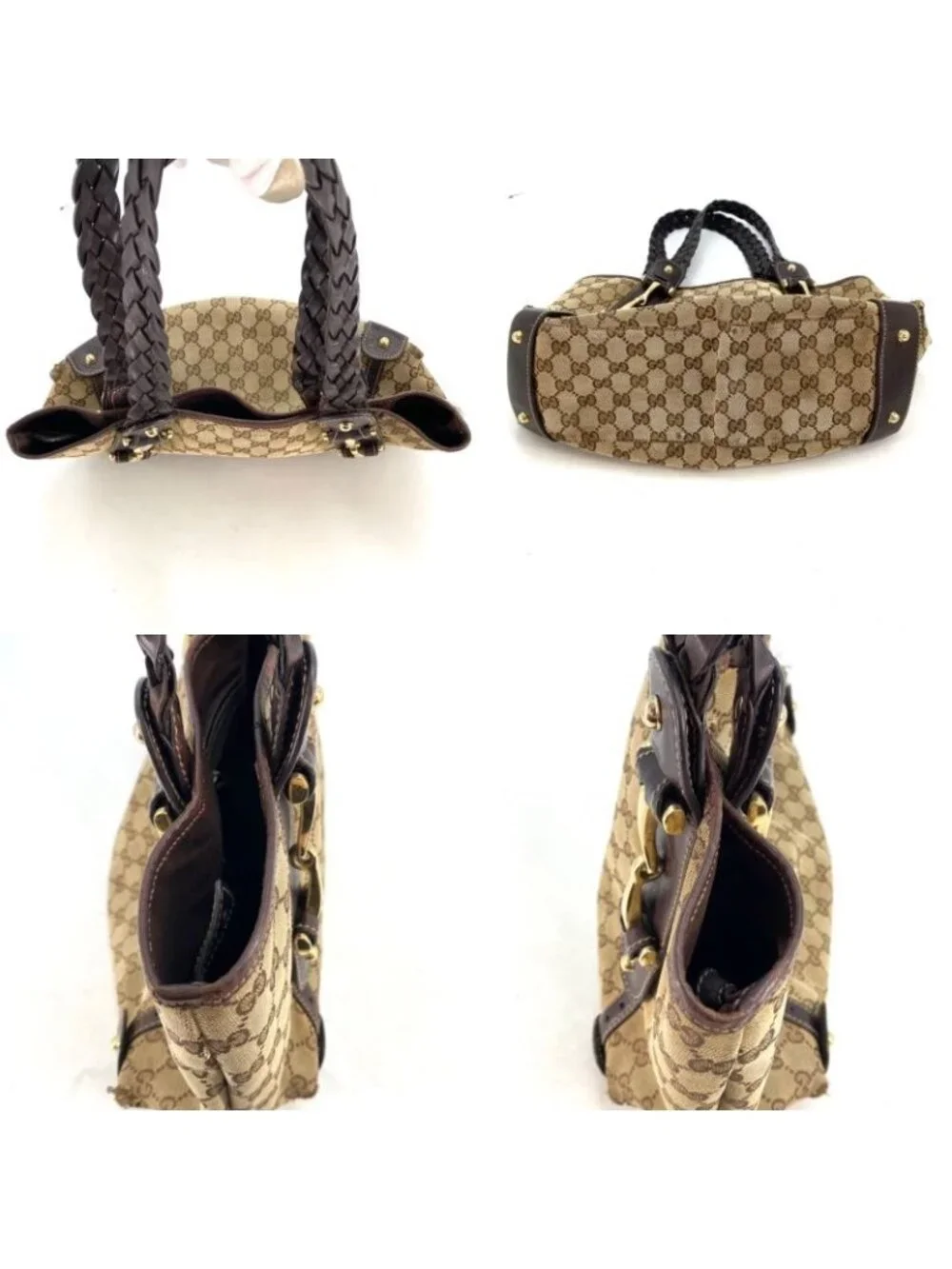 Gucci Tote Shoulder Bag GG Canvas Horsebid - Picture 6 of 16